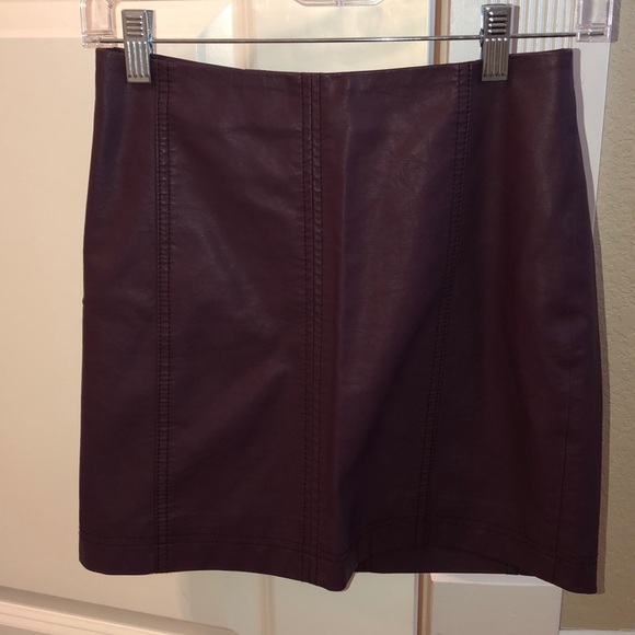 Free People Modern Femme Wine Leather Skirt - Picture 3 of 5